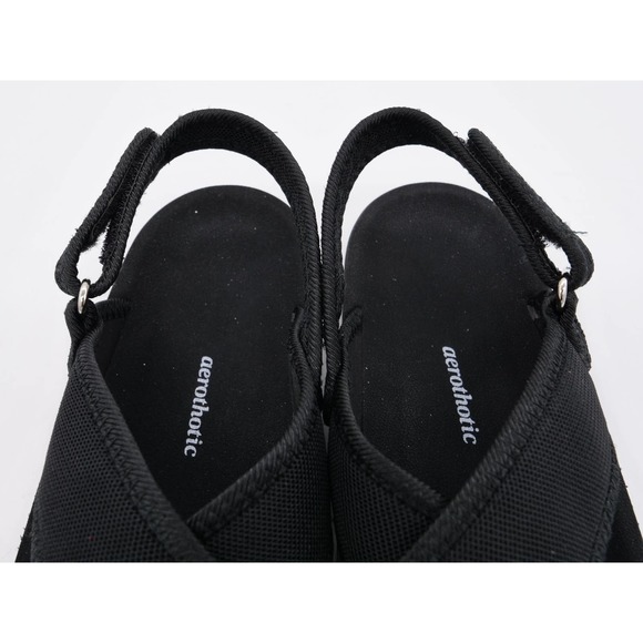 Aerothotic Sandals Womens 10 Black Mesh Slingback Open Toe Comfort Hook & Loop - Picture 7 of 10